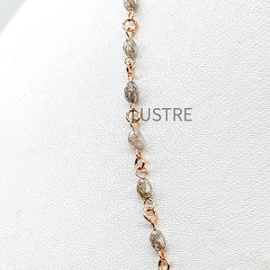 14k Rose Gold Champagne Diamond Necklace: Natural Tumble Beads