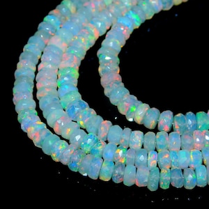 BESTSELLER Top Quality Ethiopian Opal Faceted Rondelle Bead 4 - 5 mm Ethiopia Opal Bead Faceted Bead ethiopia fire opal bead strand necklace