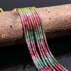TOP QUALITY 100% Natural Multi Tourmaline Gemstone Beads  Watermelon Multi Color Tourmaline Smooth Rondelle Beads Personalized Handmade Gift