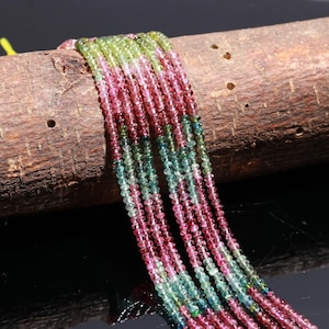 3 strengen multi-toermalijn edelsteenkralen: watermeloen rondelle, 14 inch