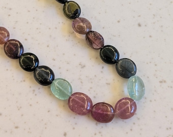 watermelon tourmaline smooth oval 8 mm beads for jewelry making