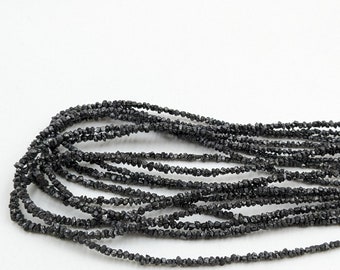 Raw Black Diamond Beads: Uncut Nuggets, 2-3 mm, 15 Inch Strand