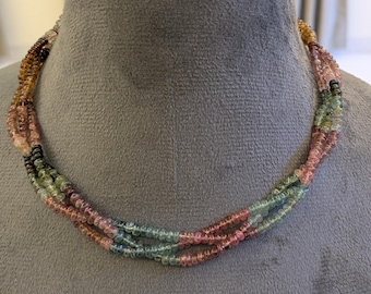 tourmaline bead necklace 3 layer watermelon beaded necklace