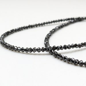 Natural Black Diamond Faceted Rondelle Beads AAA+ (14 inch)