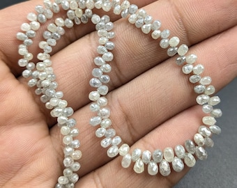 White Briolette Diamond Beads 2.4 - 4mm BESTSELLER Natural Fancy Shape White Diamond Bead Faceted Personalized Jewelry