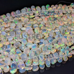 Ethiopian Opal Pear Beads: Natural Welo Fire Opal Strand