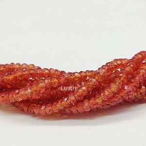 AAA+ Padparadscha Orange Sapphire Beads: Faceted Rondelle, 2.5-3.5mm