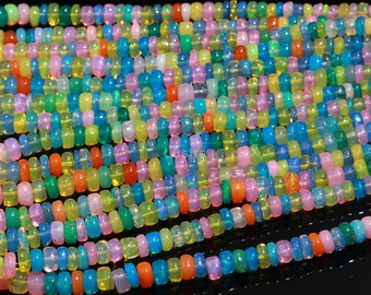 AAA Ethiopian Opal Disco Smooth Rondelle Bead 4 - 6 mm Welo Opal Bead Multi Color Opal Plain Rondelle bead Opal Plain Bead Handmade Gift