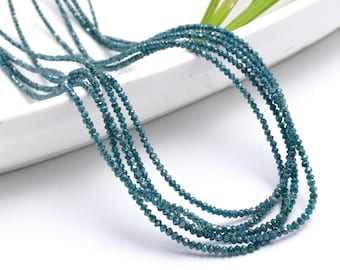 AAA+ Natural Blue Diamond Beads: Necklace, 15 inch Jewelry making