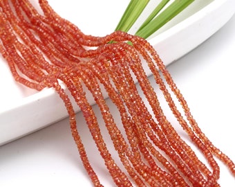 AAA+ Padparadscha Sapphire Fancy Rare Orange Sapphire Bead Faceted Rondelle Beads Loose Gemstone Strands For Personalized Handmade Jewelry