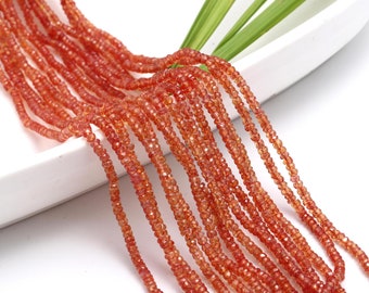 AAA+ Padparadscha Sapphire Fancy Rare Orange Sapphire Bead Faceted Rondelle Beads Loose Gemstone Strands For Personalized Handmade Jewelry