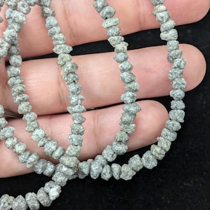 White Gray ROUGH DIAMOND Beads AAA+ Natural Grey Raw rough Diamond Jewelry Making Bead Uncut Diamond Strand Birthday Gift For Her
