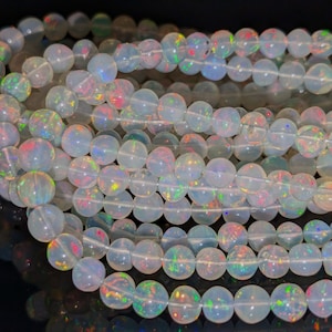 Welo Feueropal Perlen: Glatter runder äthiopischer Opal, 16-Zoll-Strang