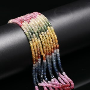 Gefacetteerde rondelle kralen met meerdere saffier: regenboog edelsteen, 16 inch