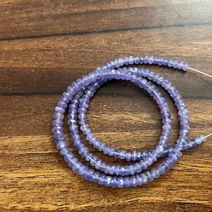 Cuentas de Rondelle facetadas de tanzanita, hilo de cuentas de tanzanita natural para la fabricación de joyas, joyería personalizada, regalo de cumpleaños para ella