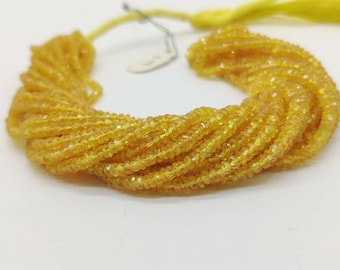 Perles rondelles facettées en saphir jaune AAA + : bijoux en pierres précieuses Songea