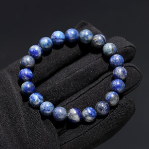 Lapis Lazuli Perlenarmband: 8mm Rund, handgemachter Kristallschmuck