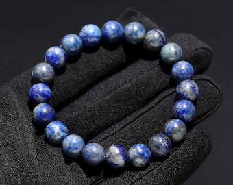Lapis Lazuli Bead Bracelet: 8mm Round, Handmade Crystal Jewelry