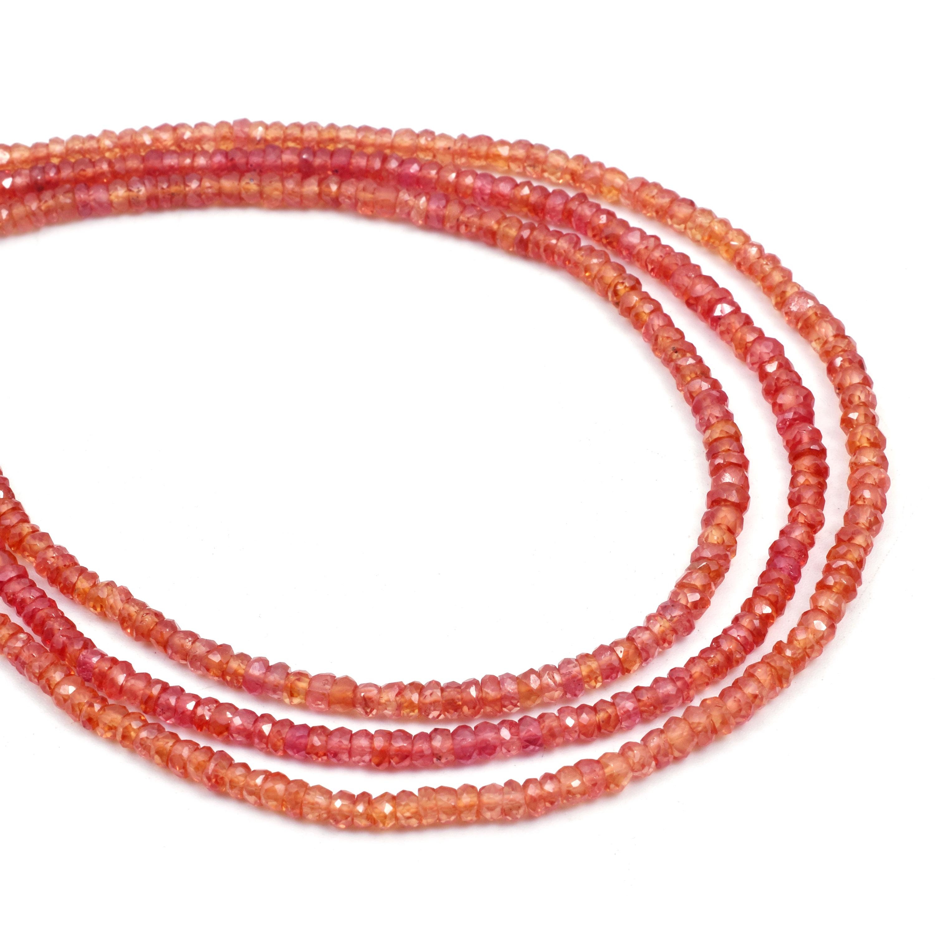 Orange sapphire Beads 100% Natural Faceted Rondelle Orange Sapphire Beads 2.5 - 3 mm Best Selling Orange Sapphire Gemstone Beads
