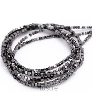 100% natuurlijke zwarte diamant kubuskralen 1,5 - 2,5 mm sprankelende mooie gefacetteerde diamantstrengen zwarte diamant kraal Verjaardagscadeau voor haar