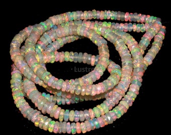 BESTSELLER Ethiopian Opal Faceted Rondelle Beads 4-5.5 mm AAA+ Quality Fire Opal Bead Ethiopia Opal Bead Personalized Jewelry Birthday Gift