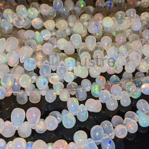 AAA+ Äthiopische Opal Perlen: Natürlicher Welo Feueropal Tropfen (4x6-7 x 10 mm)