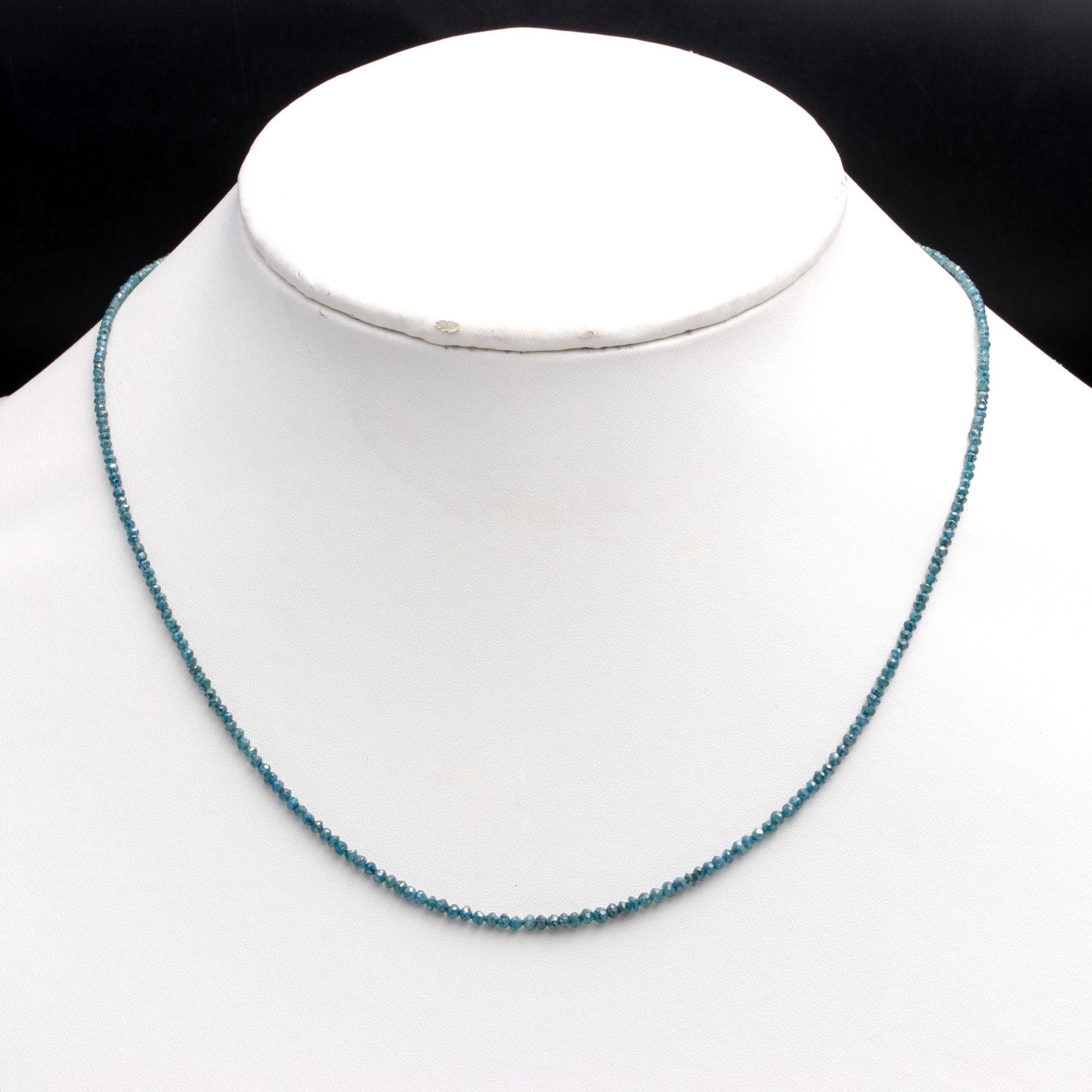 AAA Blue Diamond Rondelle Bead Necklace: Faceted Gemstone Jewelry