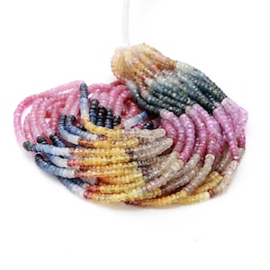 Multi Sapphire Faceted Rondelle Beads: Rainbow Jewelry, 4mm, 16 Inch