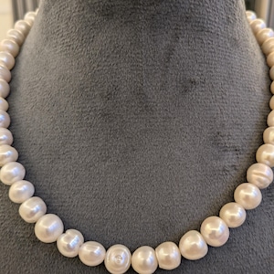 Collar de perlas de agua dulce de 10 mm, joyería hecha a mano, regalo auténtico, perla 100% natural para ella, mujeres, hombres, collar de piedras preciosas, plata de ley 925
