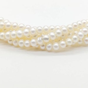 AAA+ Fresh water Pearl Smooth Round Beads 4 mm 100% Natural White Pearl Plain Pearl Strands Personalized Jewelry Birthday Gift