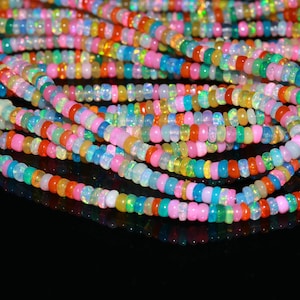 AAA+ Ethiopian Opal Disco Smooth Rondelle Bead Welo Opal Bead Multi Color Opal Plain Rondelle beads Opal Plain Bead Handmade Gift Jewelry