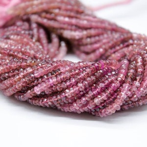 TOP QUALITY Pink Tourmaline Faceted Rondelle Bead Best-Selling 100% Natural Shaded Rubellite Gemstone Jewelry For Personalized Handmade Gift