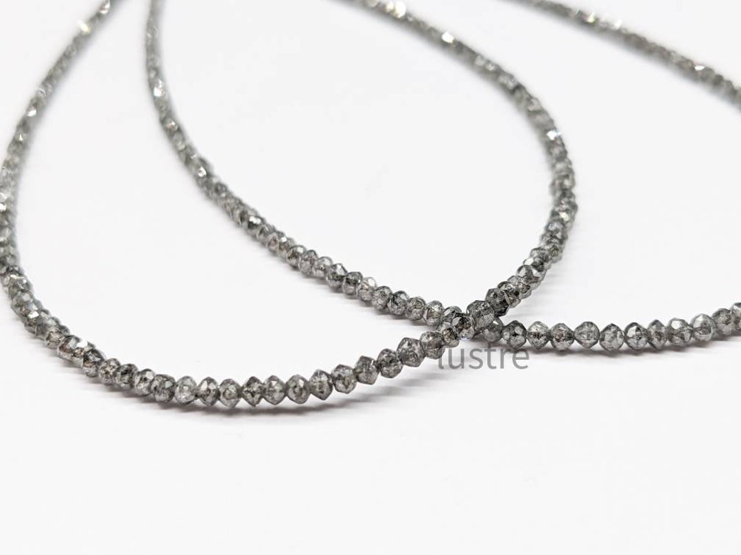 Dark Gray Diamond Beads AAA Natural Sparkling Grey Faceted Rondelle