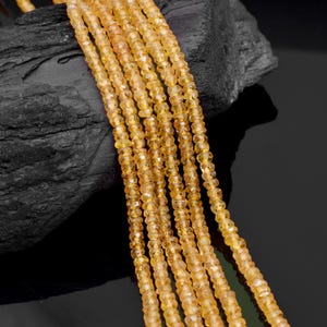 Natural Yellow Sapphire Faceted Rondelle Beads 2.5 - 3.5 mm Yellow Sapphire Beads For Personalized Jewelry Sapphire Bead Christmas Gift