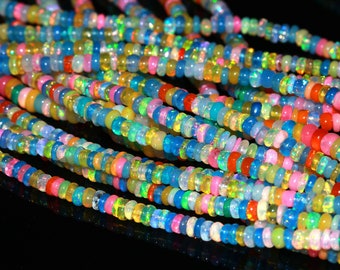 AAA Ethiopian Welo Opal Rondelle Beads: Multi Color, 16 Inch
