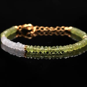 Peridot & Moonstone Bracelet: 18K Gold Filled Sterling Silver Jewelry
