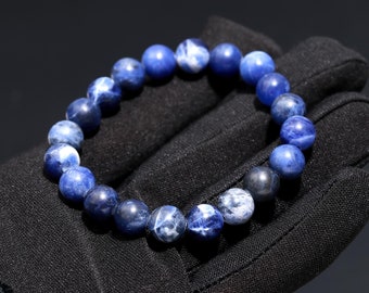 Handmade African Blue Sodalite Bracelet: 8mm Healing Gemstone Jewelry