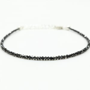 Black Diamond Bracelet Faceted Rondelle Diamond Bracelet 925 Sterling Silver Black Diamond Bracelet AAA+ Black Diamond Beads Christmas Gift