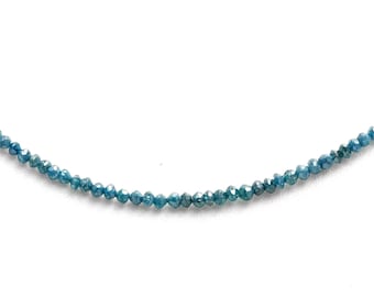 AAA Blue Diamond Rondelle Necklace | Natural Faceted Gemstone Beaded Jewelry