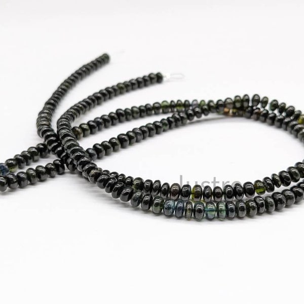 100% Natural Black Tourmaline Smooth Rondelle Beads Wholesale Beads AAA+ Genuine Natural Black Tourmaline Personalized Handmade Gift Jewelry