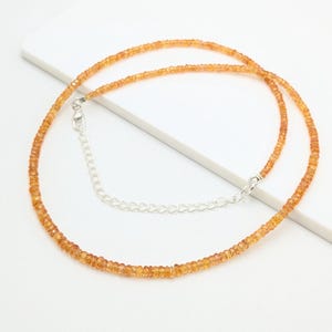 Orange Sapphire Necklace: Sterling Silver Faceted Rondelle Beads