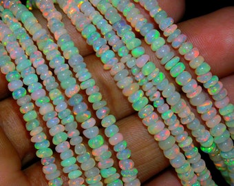 AAA+ Ethiopian Opal Smooth Rondelle Bead 100% Natural Top Quality Ethiopian Opal Beads Rondelle Beads Multi Fire Opal Jewelry Handmade Gift