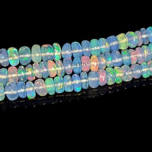 Lavender Blue Opal Smooth Rondelle Bead Ethiopian Opal Rondelle Beads Blue Opal Plain Beads Flashy Opal Welo Opal Beads For Birthday Gift