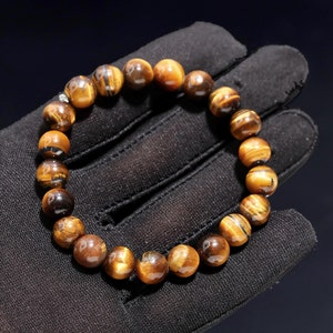 Tigerauge Perlenarmband 100% Natürliche Tigerauge Glatte Runde Armband 8 mm Tigerauge Edelstein Armband Weihnachten Schmuck Geschenk