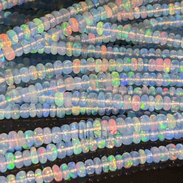 Lavender Blue Opal Smooth Rondelle Bead  Ethiopia Opal Bead Blue Opal Bead Flashy Opal Welo Opal Fire Opal Bead Fire Opal Bead Jewelry
