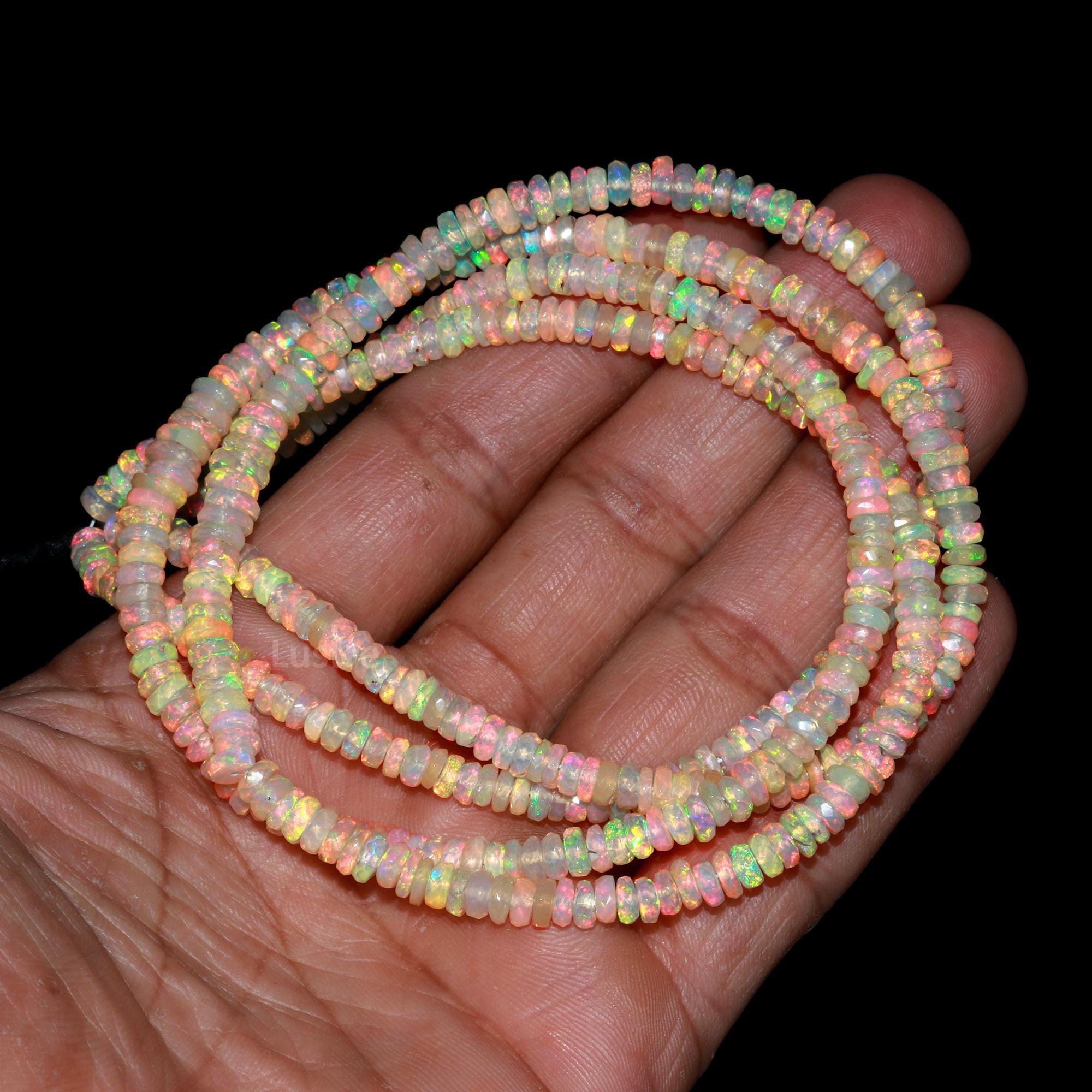 Perles Rondelles Opale D'Éthiopie Naturelle - 43.02 Carats - Neuf Avec étiquettes