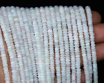 Ethiopian Opal Rondelle Beads: Natural Welo Opal, AAA Grade, 4mm