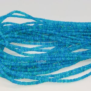 AAA+ Blue Ethiopian Opal Beads: Natural Rondelle Smooth Gemstone Strand
