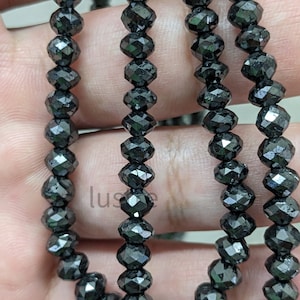 AAA+ Black Diamond Bead 6 mm Excellent Quality 100% Natural Black Diamond Bead Jewelry Natural Rare Far Black Diamond Faceted Rondelle Bead