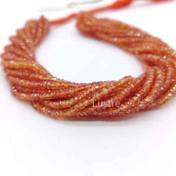 BESTSELLER Natural Orange Sapphire Bead 2.5 - 3.5 mm Top Quality Rare Padparadscha Sapphire Faceted Rondelle Beads Strand Sapphire Bead